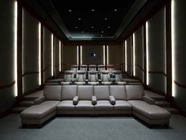 Spaceship-like Theme Basement Home Theater Ideas