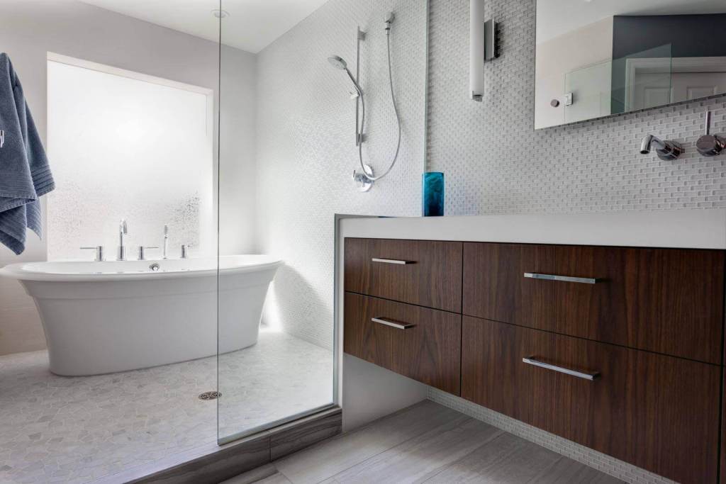 Frosted Glass Modern Master Bathroom renovation