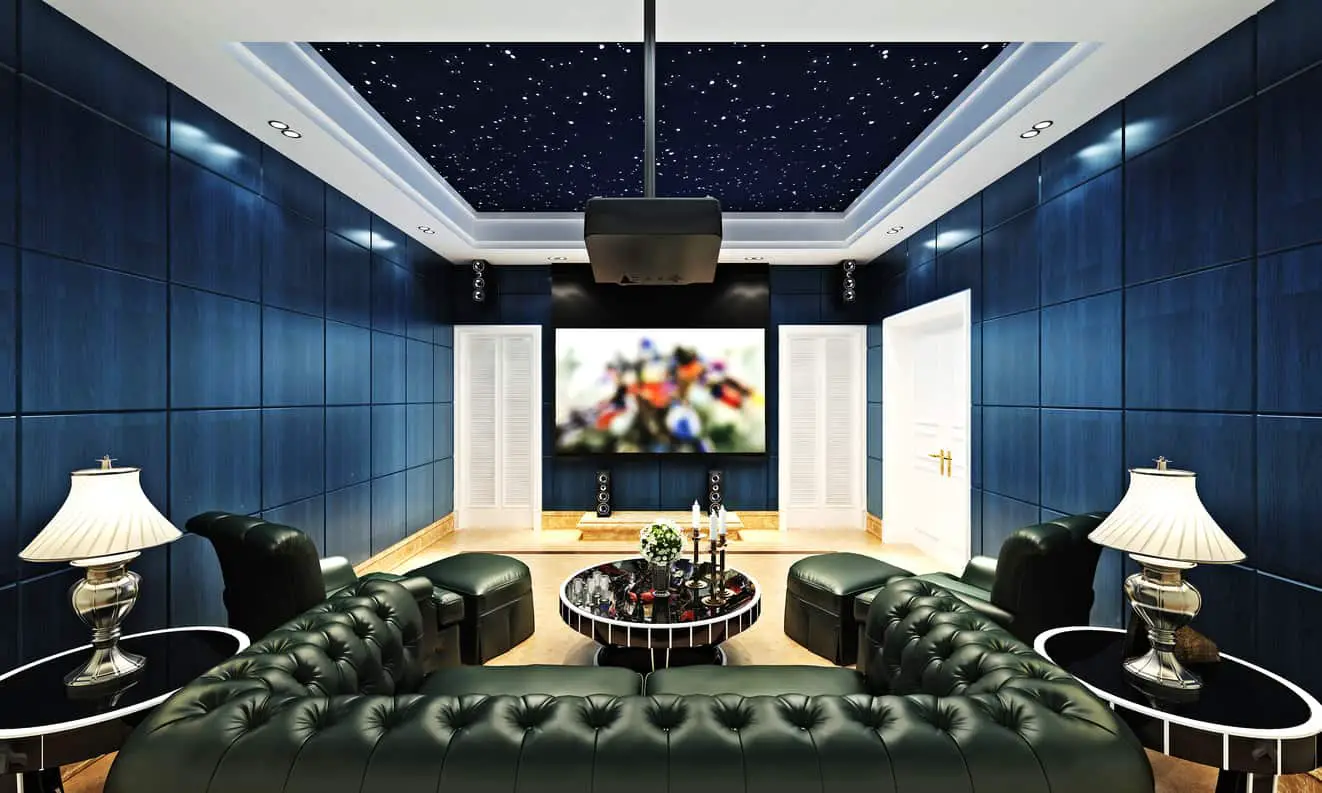 cool blue and black home theater