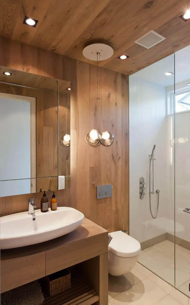 wooden ceiling bathroom remodel ideas