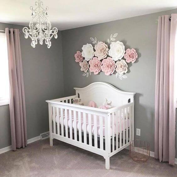 grey and pink baby room