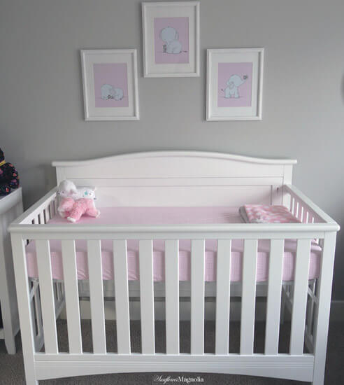 grey and pink baby bedroom