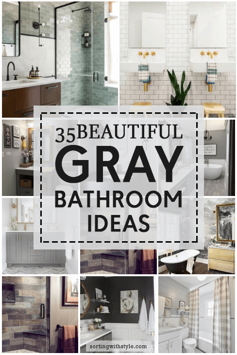 35 Beautiful Gray Bathroom Decor and Paint Color Ideas #Gray #Bathroom #Masterbathroomideas #Bathroomtileideas 