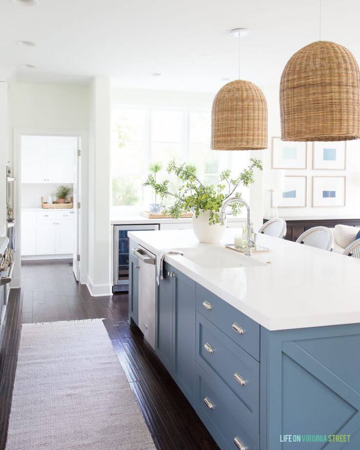 Blue Kitchen Island with Sink