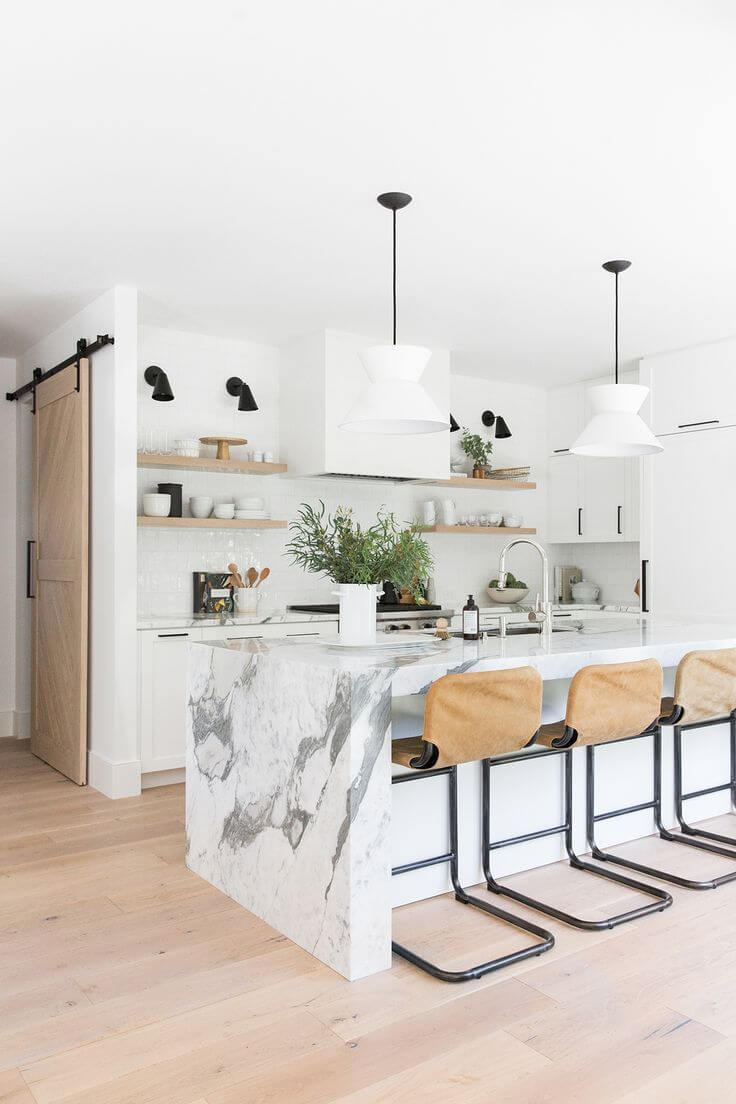 Marble Kitchen Island with Seating