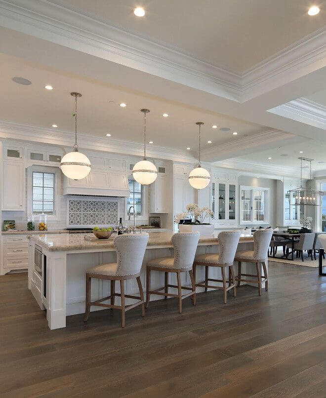 Extra Large Kitchen Island with 3 perfect pendants