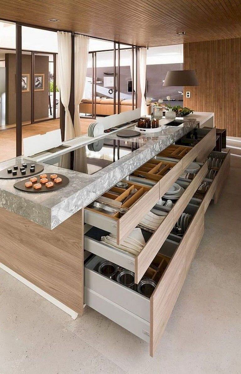 Creative Kitchen Island Ideas with food storage