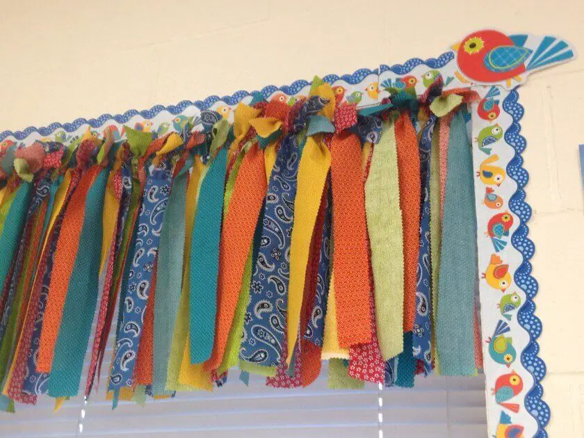 class-decoration-craft-classroom-window-valance-made-out-of-strips-of-quilting-fabric-tied-of-class-decoration-craft