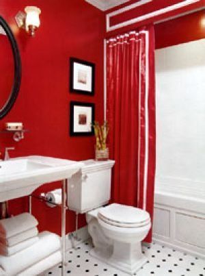 Cherry Red and White Bathroom Colors