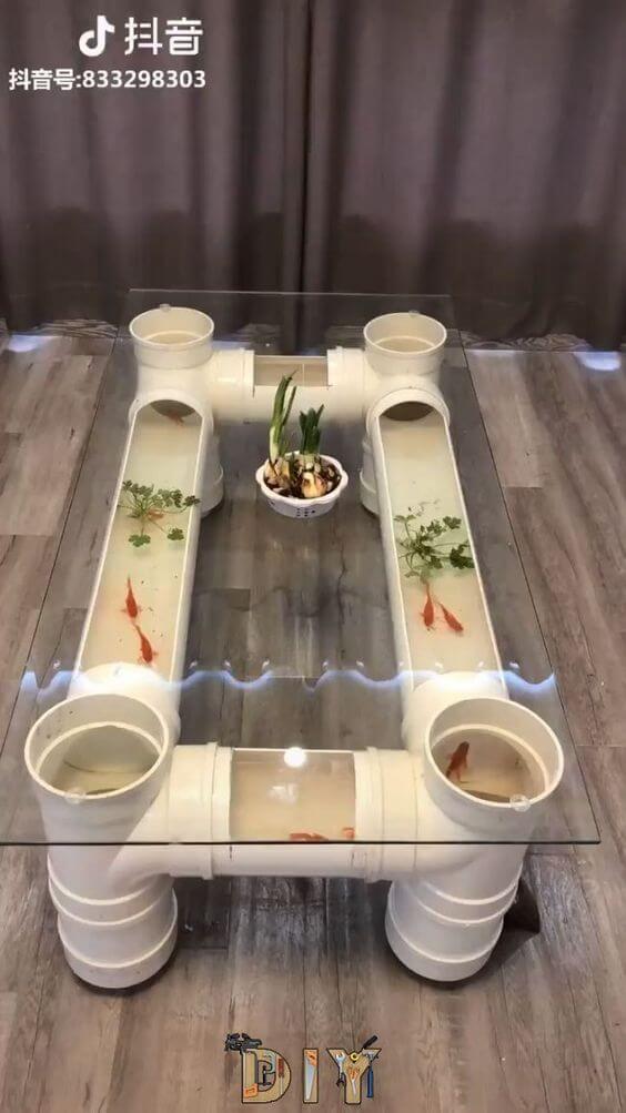 beautiful table aquarium for pvc pipes