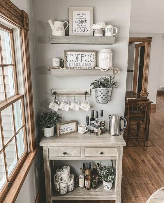 Corner coffee bar decor for the home