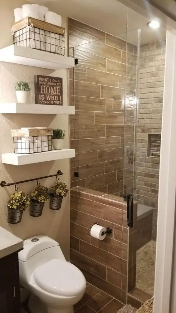 floating shelves / storage ideas for small bathroom decorating