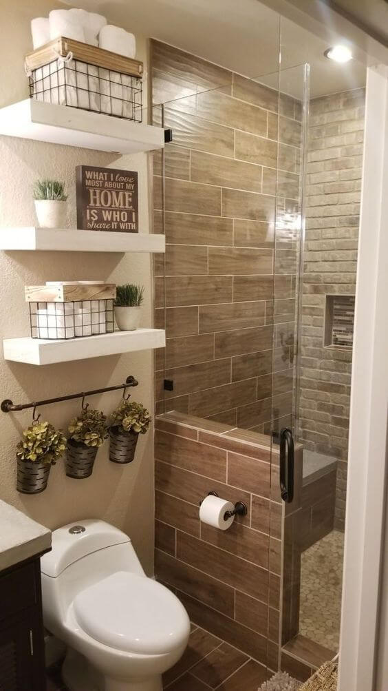 floating shelves / storage ideas for small bathroom decorating