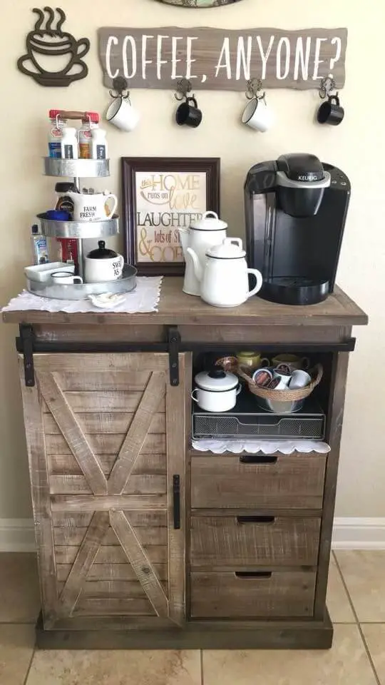 small rustic coffee bar cabinet