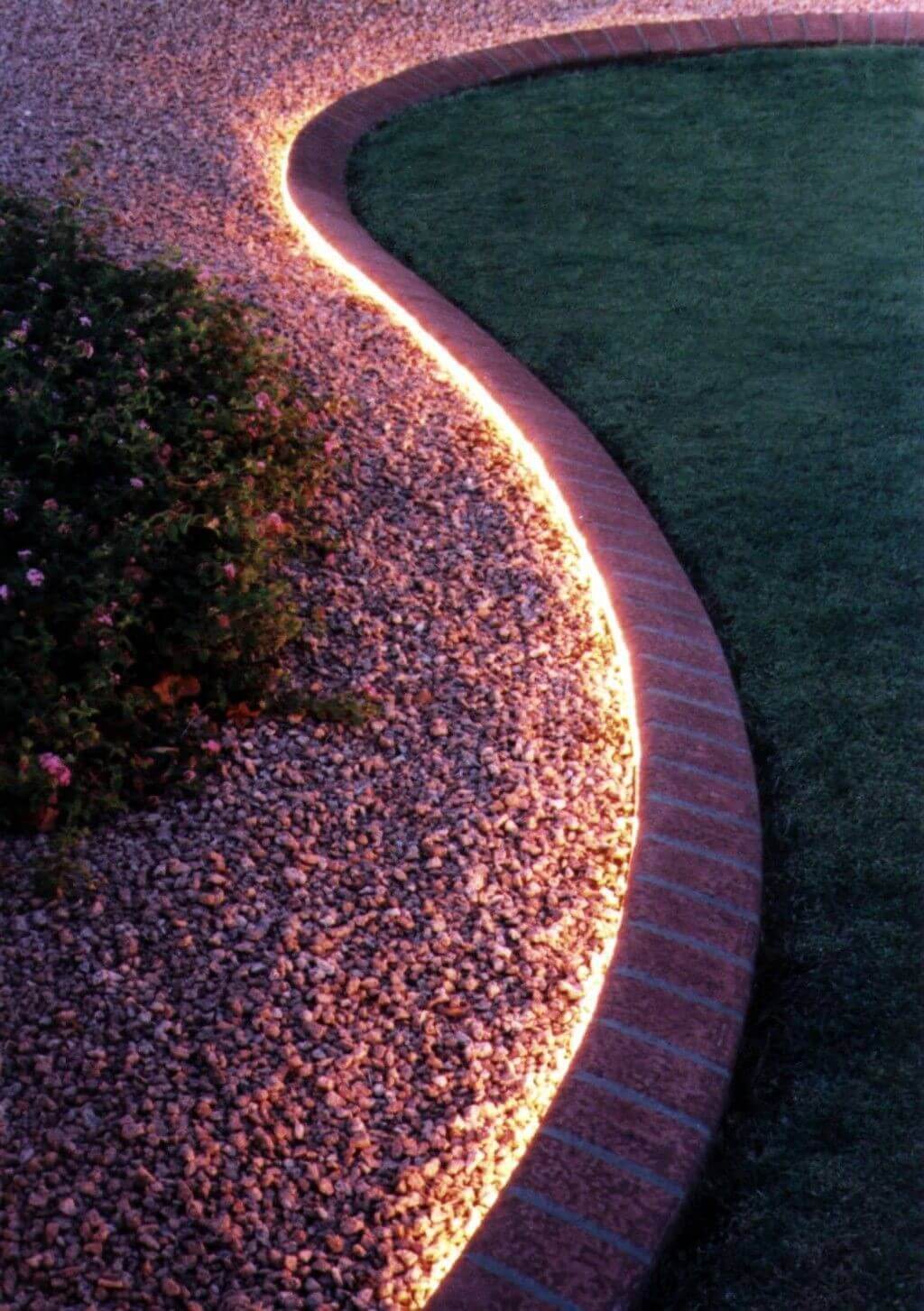 Bright Lighting from Brick Edging - backyard decor ideas