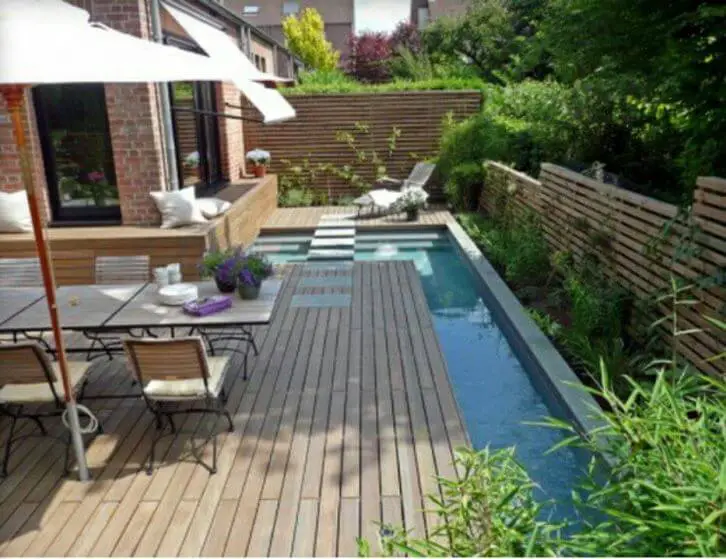 skinny pool backyard landscaping