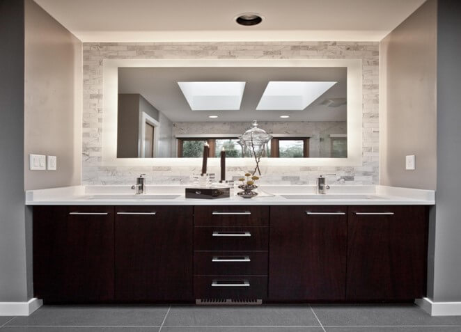 Dark Vanity and Stone Wall