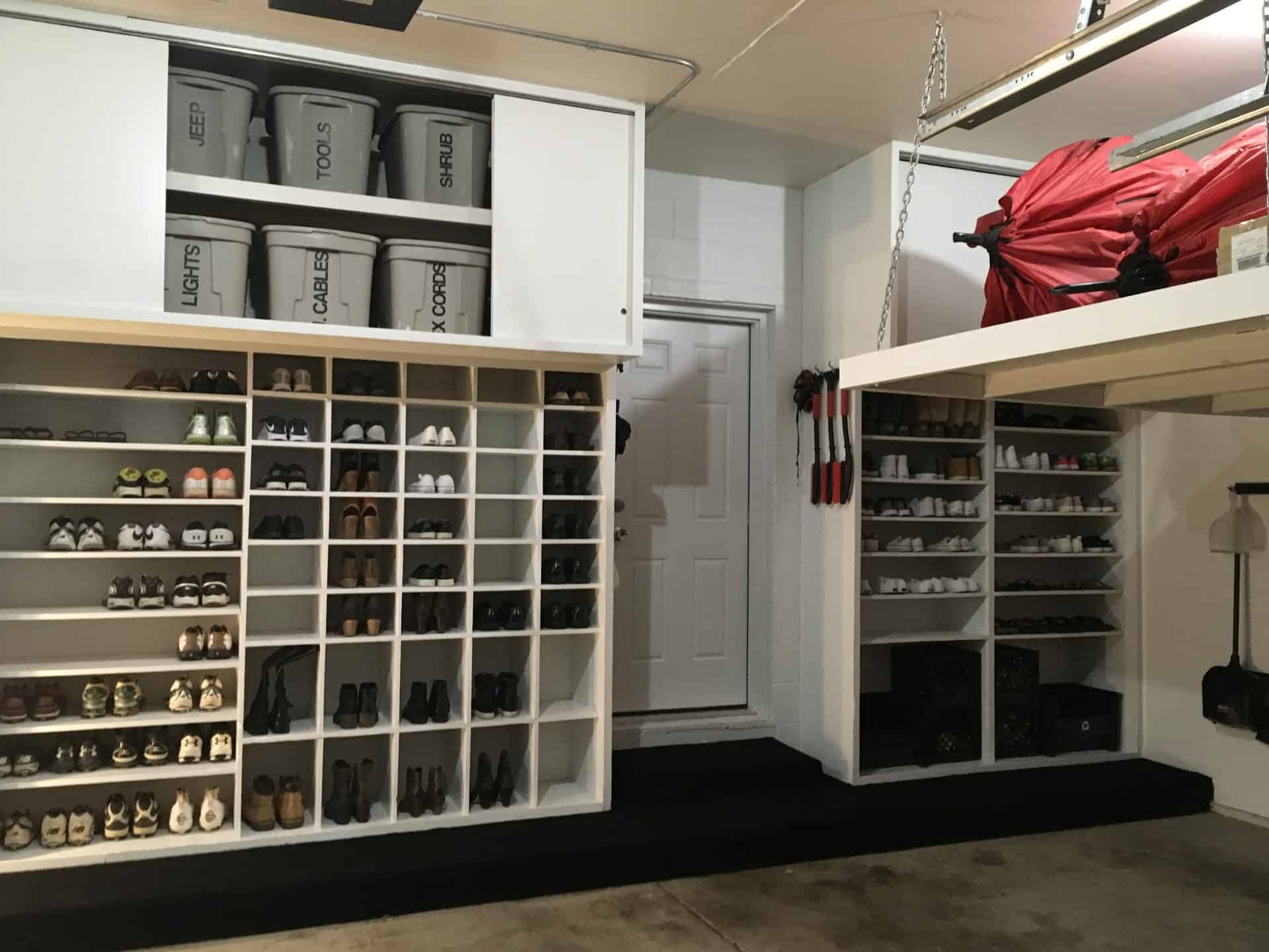 garage shoe shelf ideas