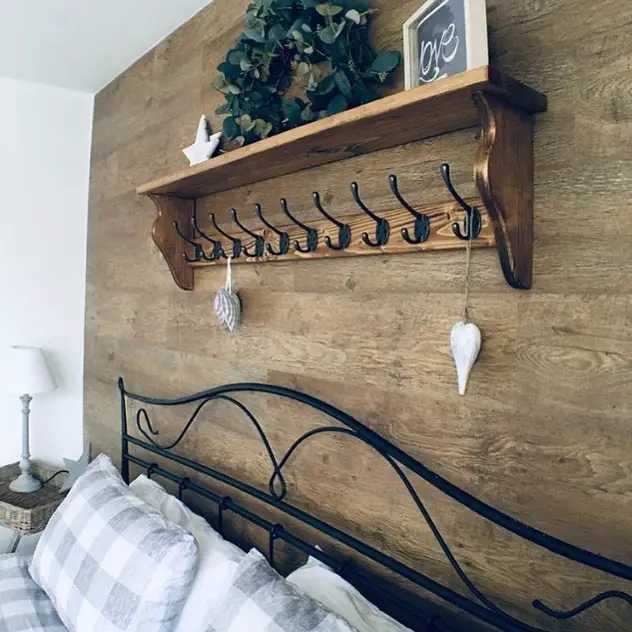 Country Bedroom Shelf with Hangers