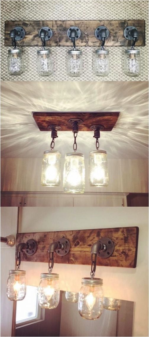 rustic bathroom lighting in mason jar