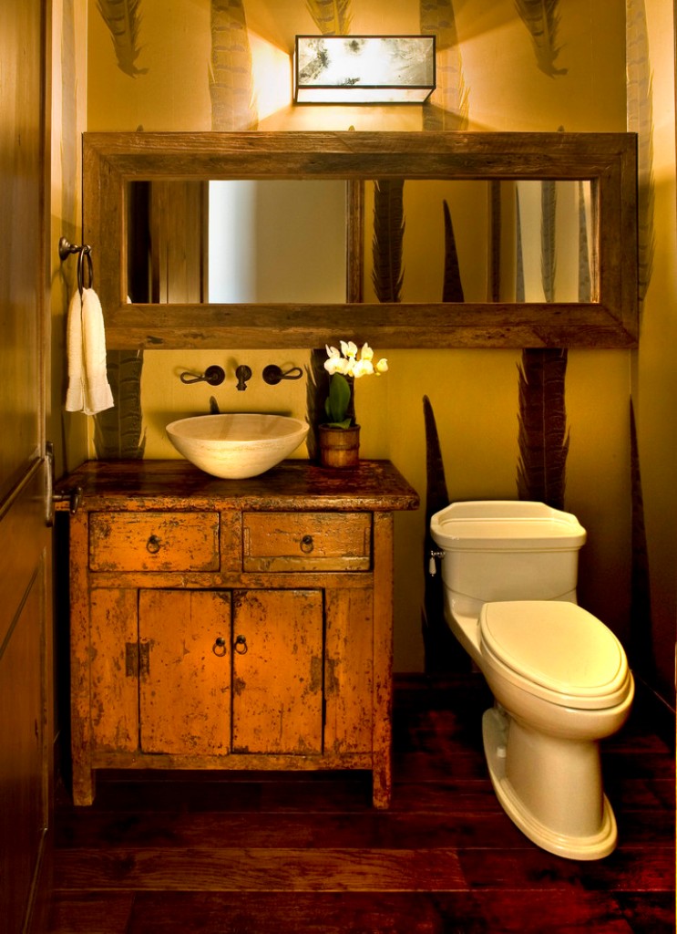 Tiny rustic powder room