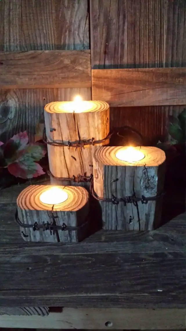 DIY Rustic Log Candles