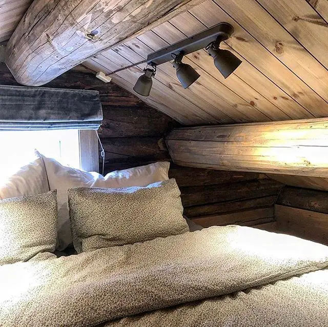 Rustic Attic Bedroom with Studio Lamps