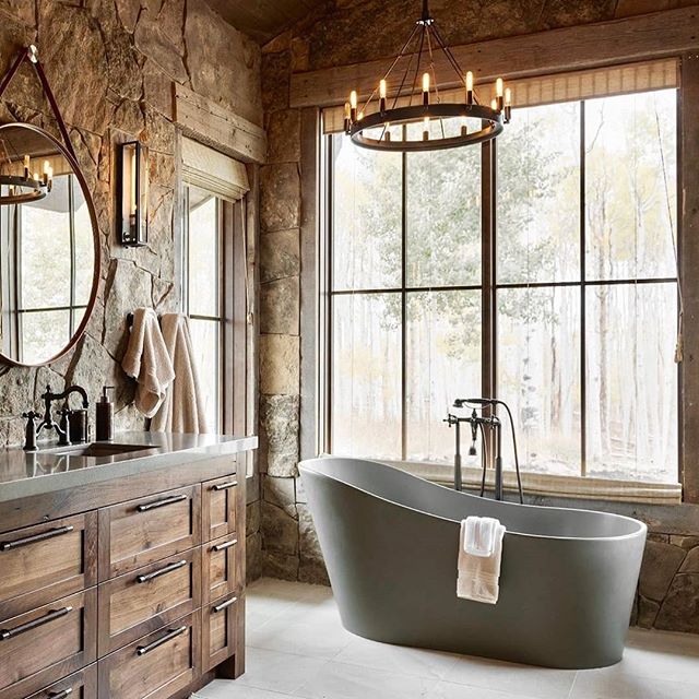 Pastoral Bathroom with Grey Bathtub