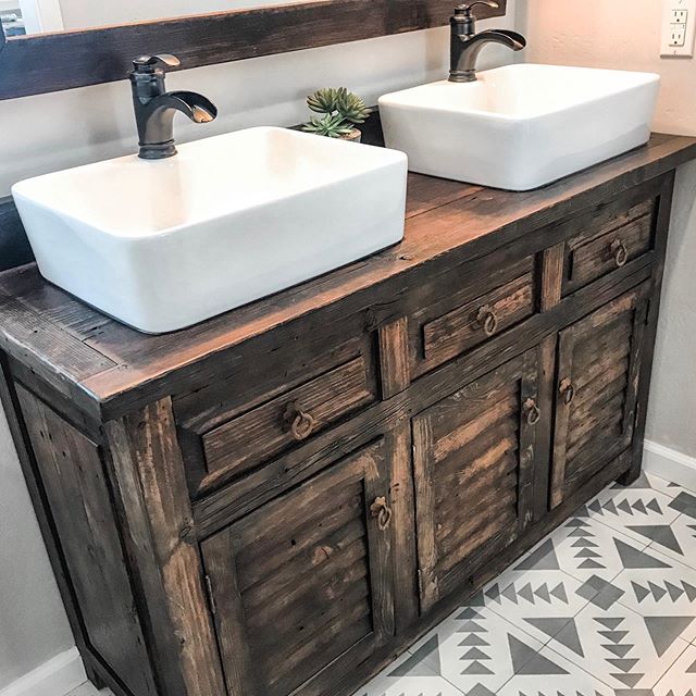 rustic bathroom vanity with double sinks