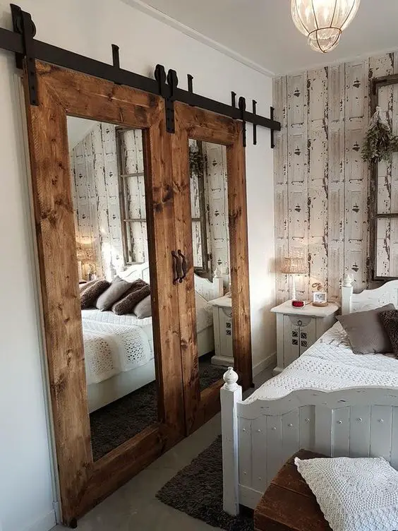 Oversized Door with Mirror - Rustic bedroom ideas