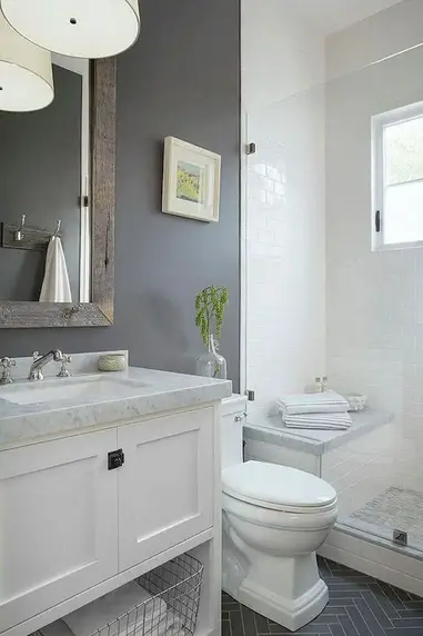 35 Beautiful Gray Bathroom Ideas With Stylish Color Combinations - Small Black And Grey Bathroom Ideas