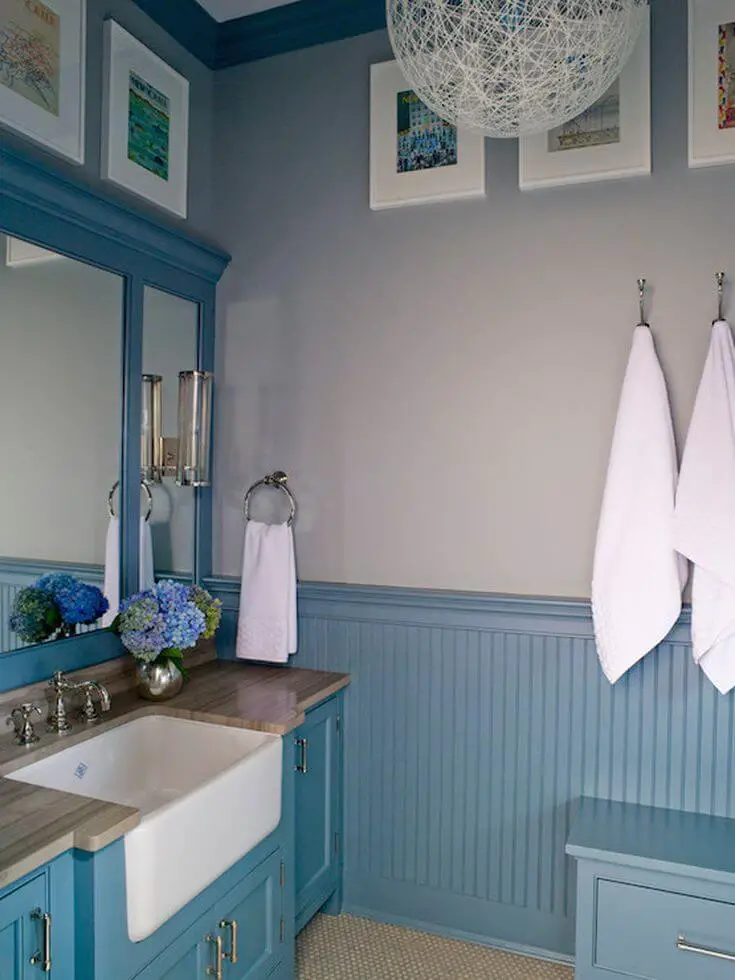 Gray and Blue Bathroom