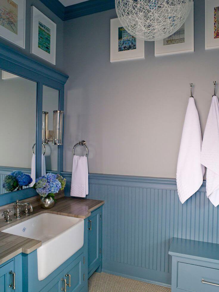 Gray and Blue Bathroom