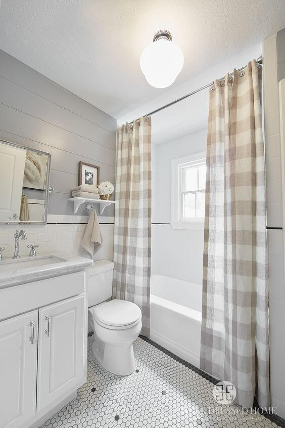 Bathroom with Shower Curtains 