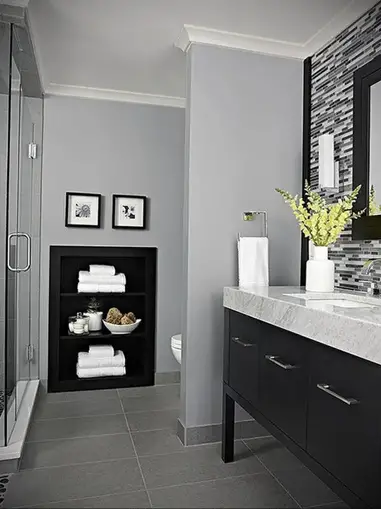 35 Beautiful Gray Bathroom Ideas With, Grey Bathtub What Color For Walls