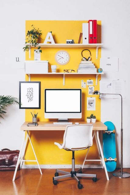 Funky Yellow Accent Home Office