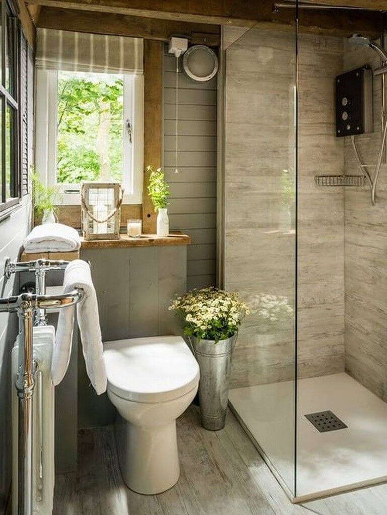 Gray Bathroom with Rustic Affair