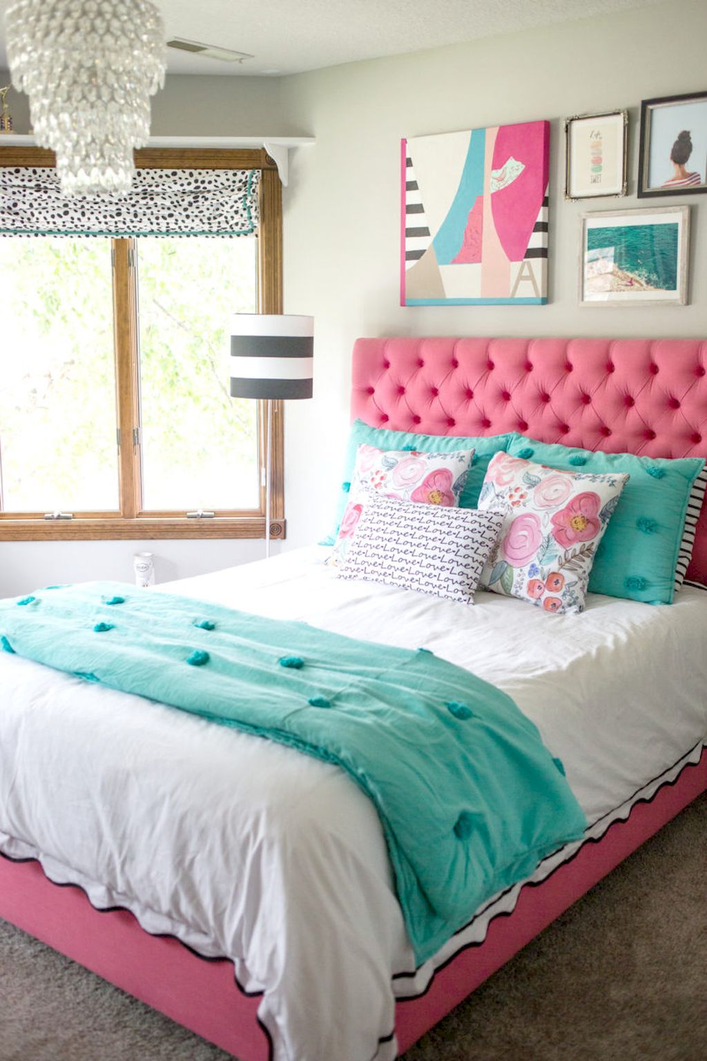 Pink and Turquoise Bedroom