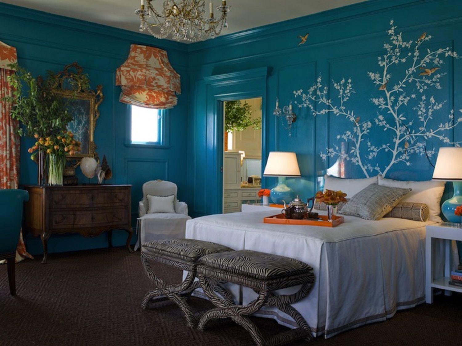 Traditional Turquoise Bedroom