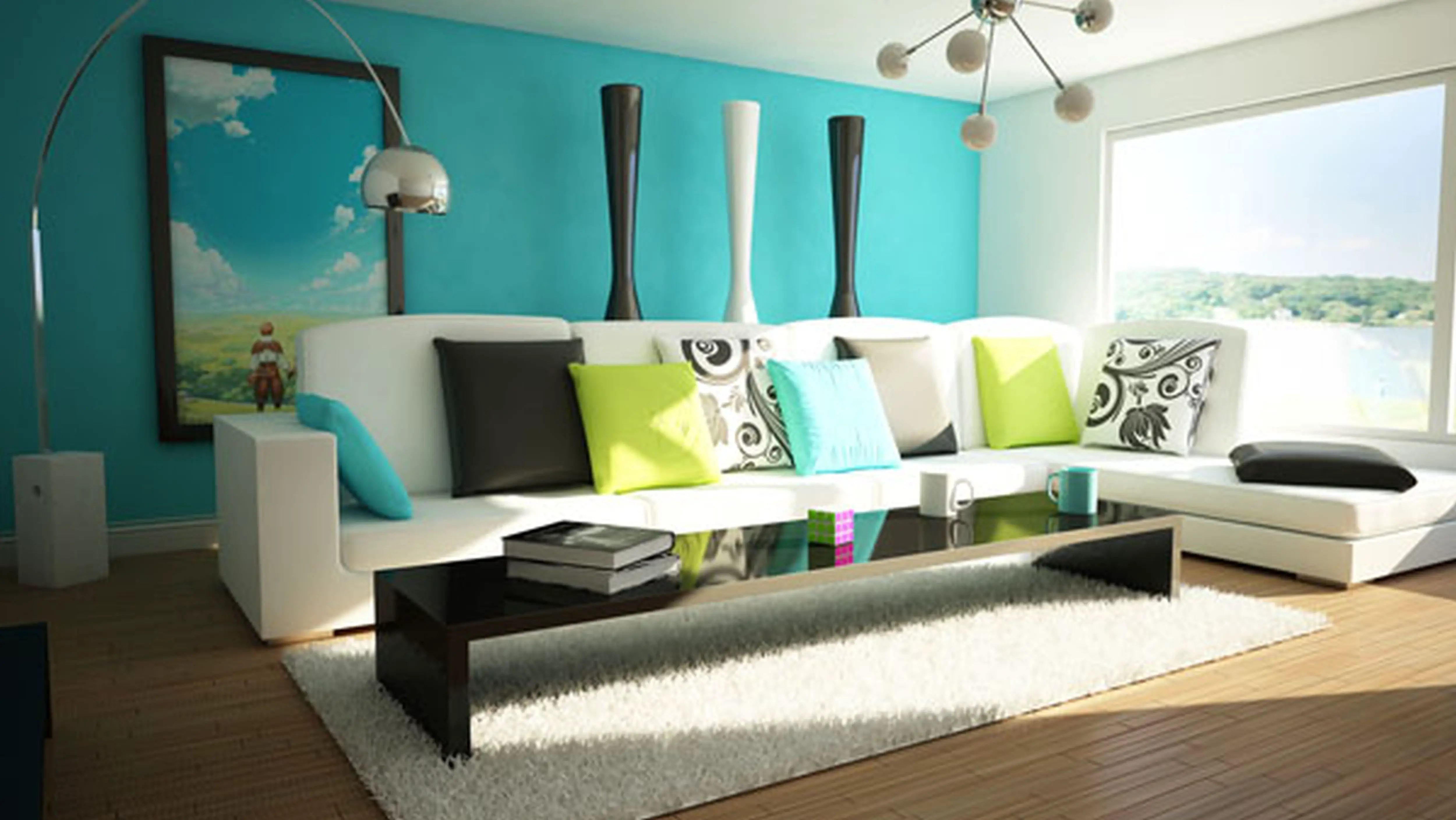 Turquoise Color Scheme Living Room