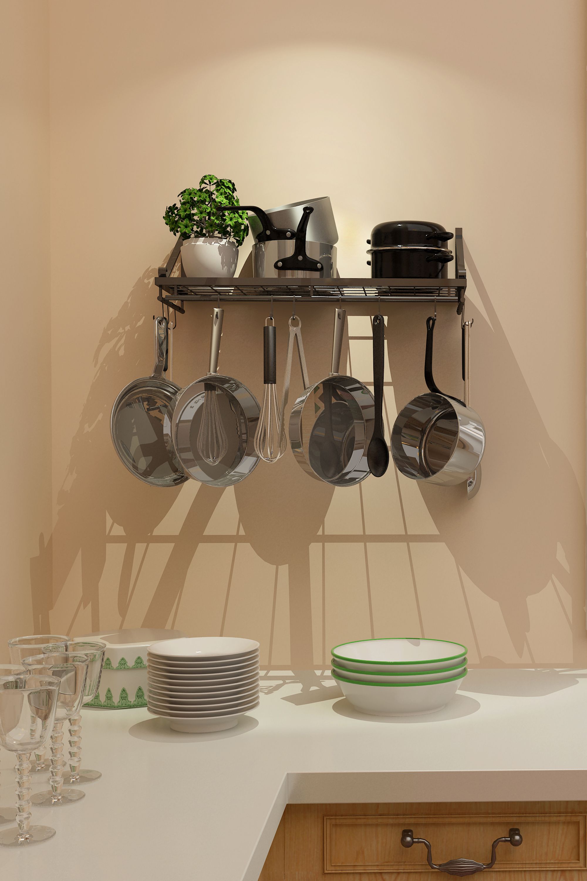 Hanging Pot Racks for kitchen corner space