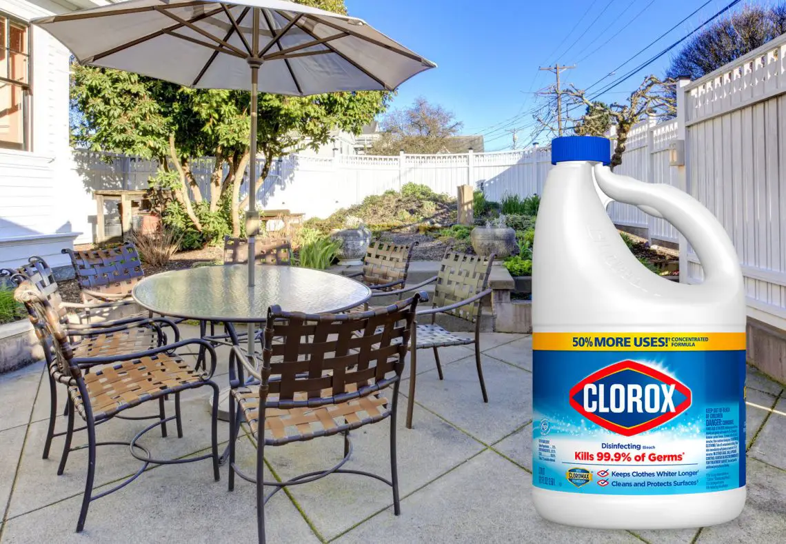 How to clean concrete patio without pressure washer - using bleach