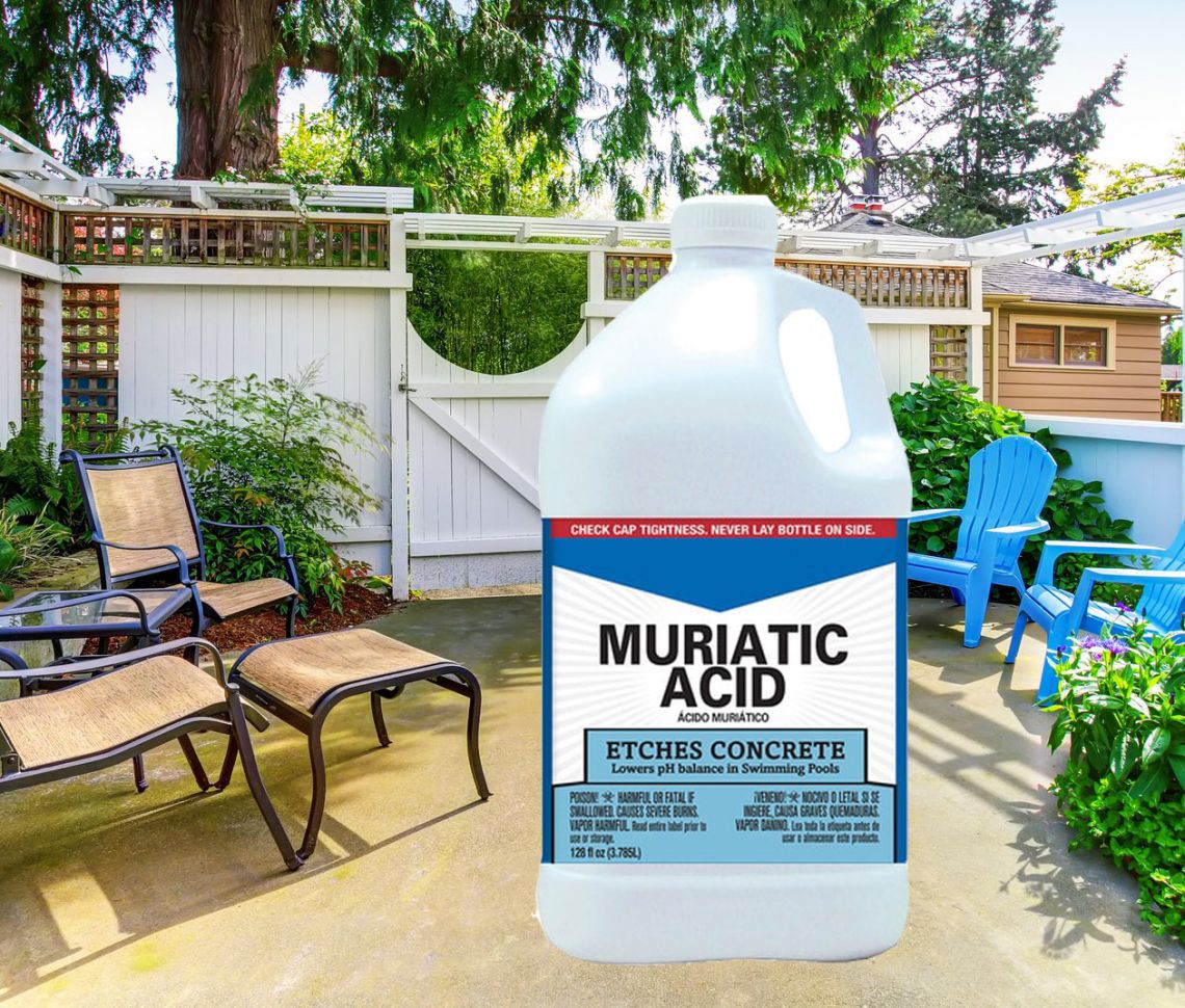 How to clean concrete patio without pressure washer - muriatic acid