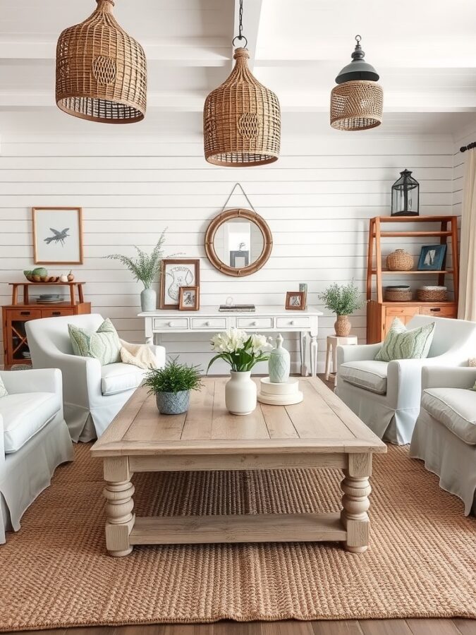 Coastal Farmhouse Living Room Ideas